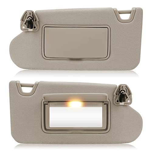 AEagle Left & Right Sun Visor with Vanity Light for 2013-2018 Nissan Altima Without Sunroof, Driver & Passenger Side Beige Sunvisor Replacement 96400-3TA2A 96401-3TA2A - Image 1