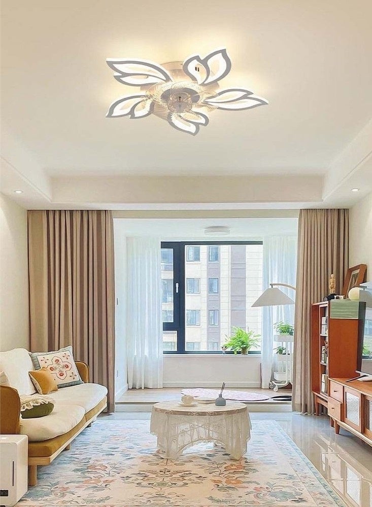 أبيكس صة مروحة سقف عصرية مع إضاءة، مروحة سقف بدون شفرات مع جهاز تحكم عن بعد، مروحة سقف منخفضة مع إضاءة للمطبخ وغرفة النوم - Image 2