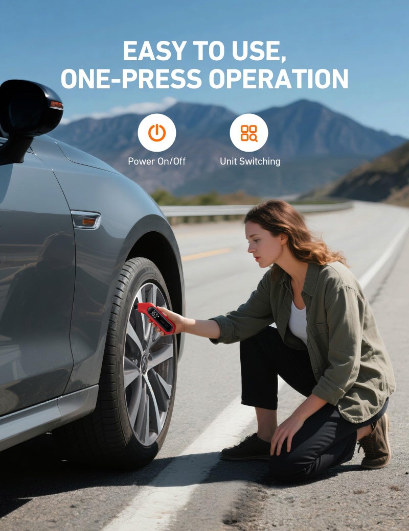 AstroAI Digital Tire Pressure Gauge 3-300PSI Calibrated to ANSI B40.7 Grade 2A (0.5%), Backlight and Flashlight, Presta Valve Adaptor Included, 4 Units, AAA Batteries, Red - Image 5
