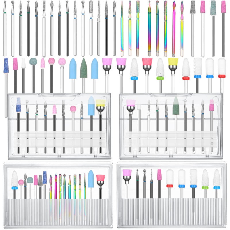 Chumia 47 Pcs Nail Drill Bits Sets 3/32 Inch Electric Diamond Ceramic Acrylic Gel Nail Bit Kit Manicure Supplies Carbide Cuticle for Manicure Drill Remover for Home Salon Gel Pedicure Tools - Image 1