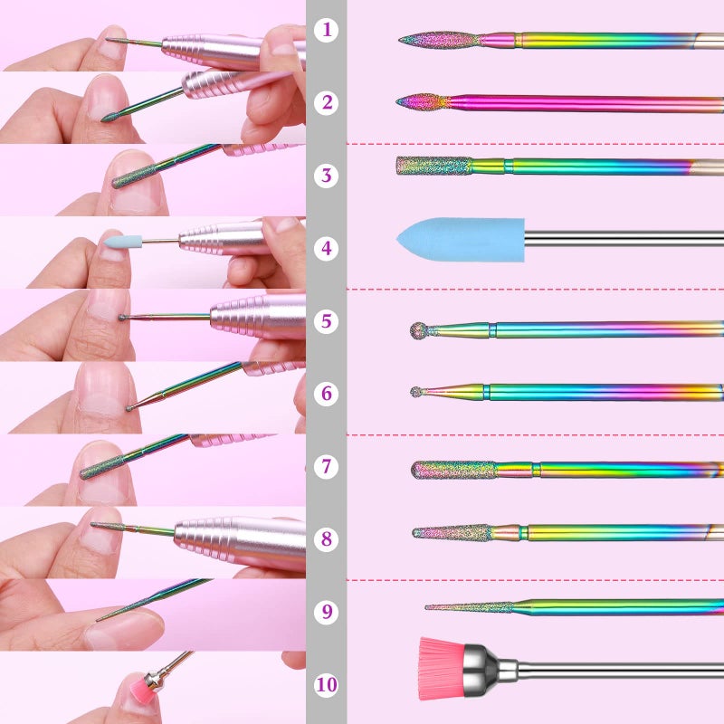 Chumia 47 Pcs Nail Drill Bits Sets 3/32 Inch Electric Diamond Ceramic Acrylic Gel Nail Bit Kit Manicure Supplies Carbide Cuticle for Manicure Drill Remover for Home Salon Gel Pedicure Tools - Image 2