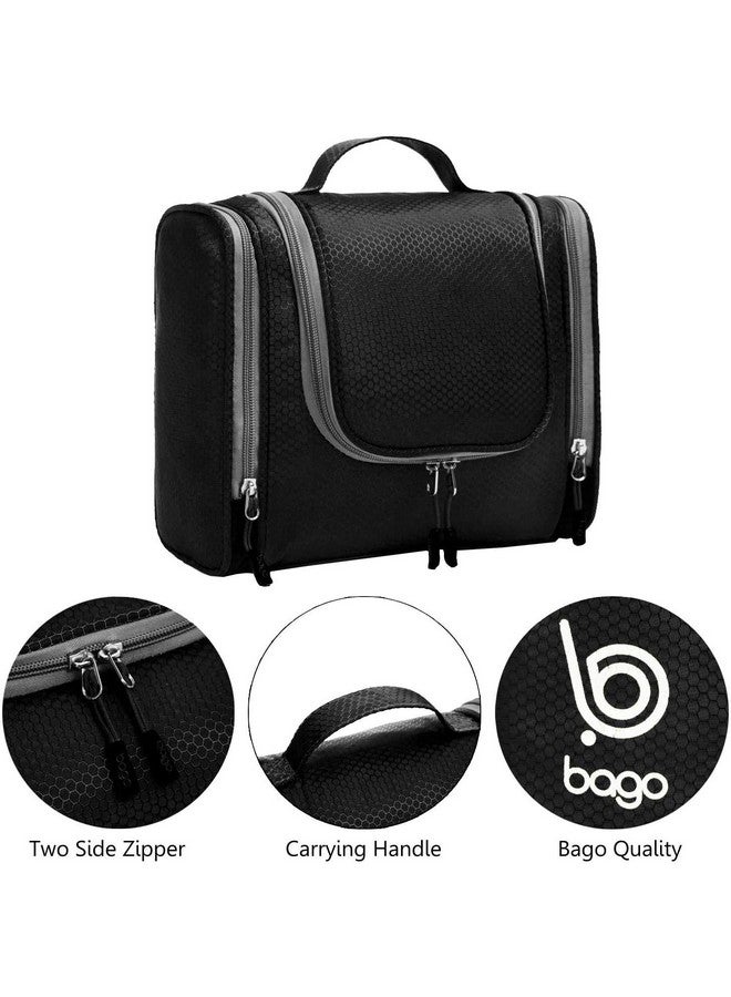 باجو حقيبة أدوات الزينة للسفر للنساء والرجال كبيرة مقاومة للماء معلقة حقيبة أدوات الزينة الكبيرة للحمام وحقيبة السفر لتنظيم أدوات الزينة وحقيبة مكياج للسفر (أسود) - Image 2