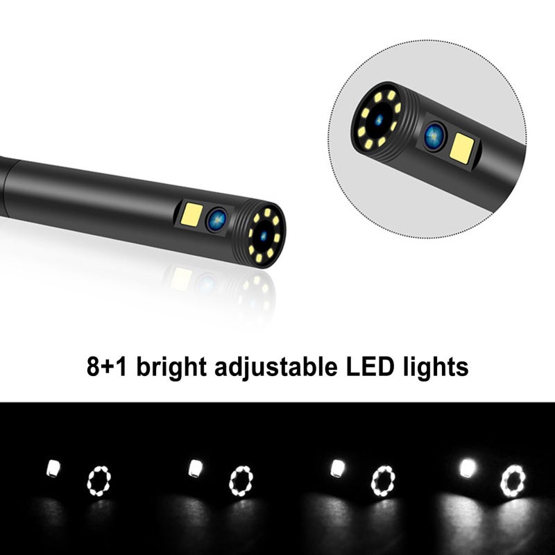 LED Endoscope: 4.3-Inch LCD Screen With Adjustable Brightness - 9pcs LED Lights For Enhanced Visibility In Dim Environments Dual Lens Camera For Automotive Pipeline Inspection - Image 4