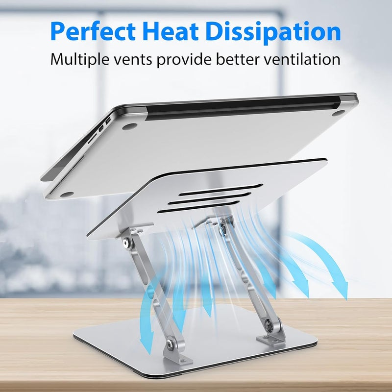 Gogoonike Laptop Stand for Desk, Adjustable Laptop Riser, Metal Foldable Computer Stand Holder Portable Notebook Mount, Ventilated Cooling Printer Stand Compatible with 10-15.6” Laptops - Image 4