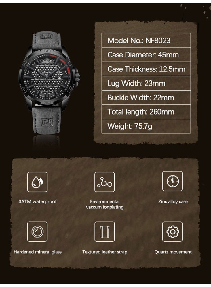 NAVIFORCE NAVIFORCE Men Casual Sport Military Quartz Calendar Wrist Watch for Man Business Leather Waterproof Male Clock  - Image 5