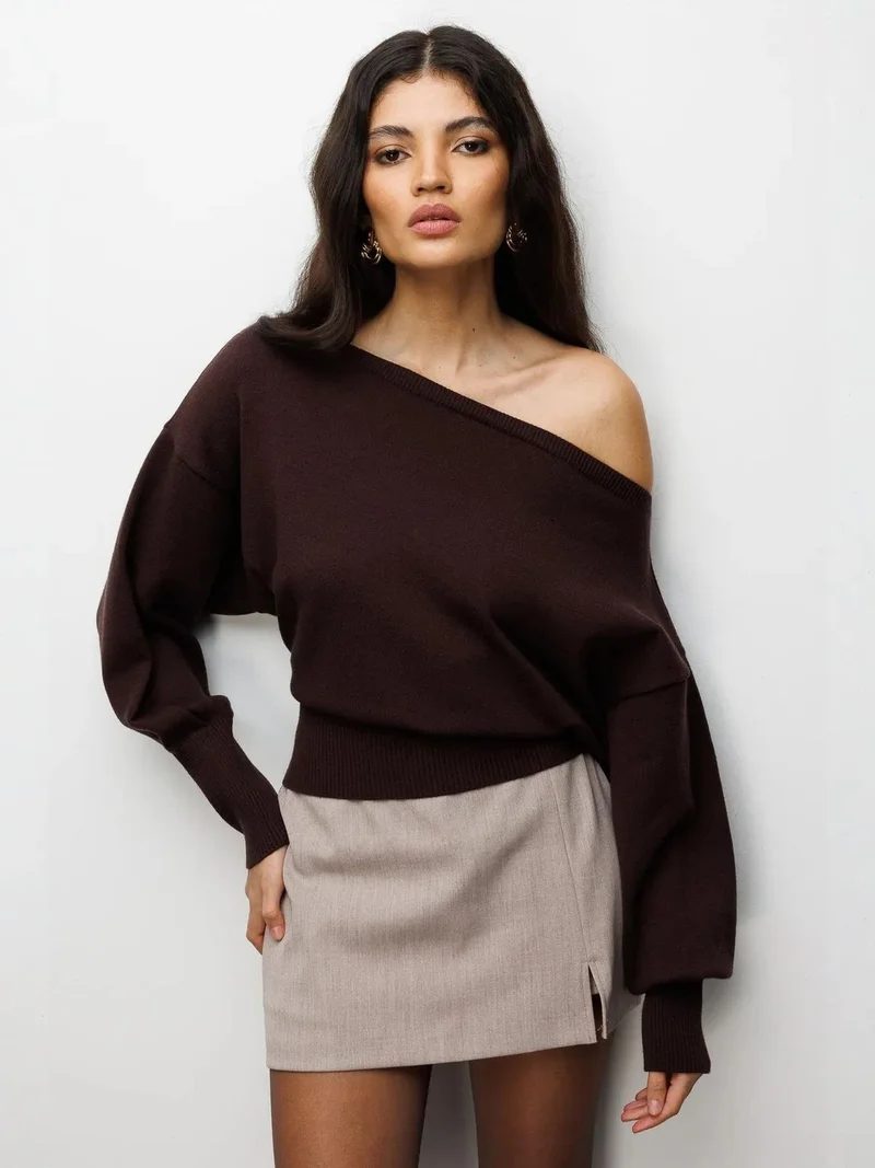 MixRay MIXRAY Asymmetric sweater with ribbed hem