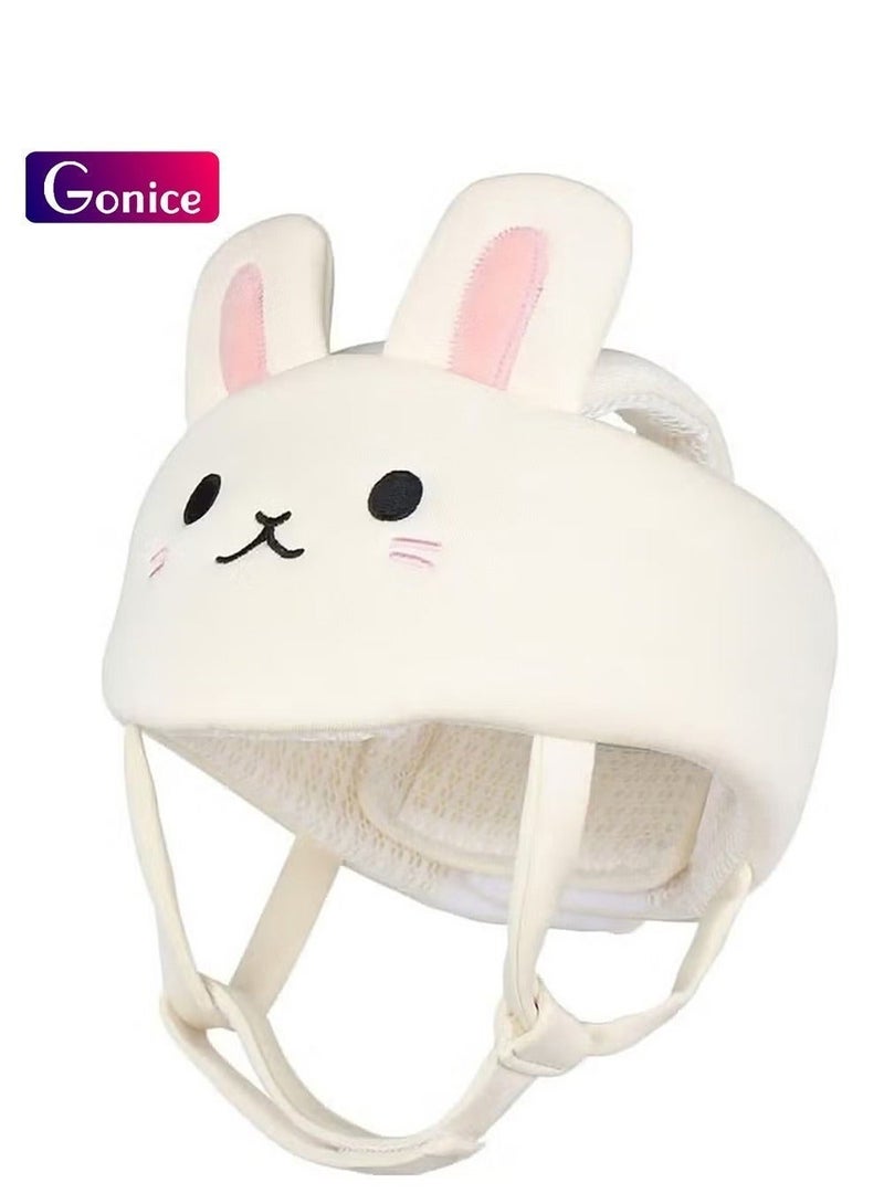 جونيس خوذة أطفال للحبو والمشي – واقي رأس ناعم وخفيف مع أشرطة قابلة للتعديل، حماية 360 درجة للمراهقين الصغار، تصميم أذني أرنب لطيف، واقي رأس مثالي عند السقوط الخلفي للرضع - Image 1