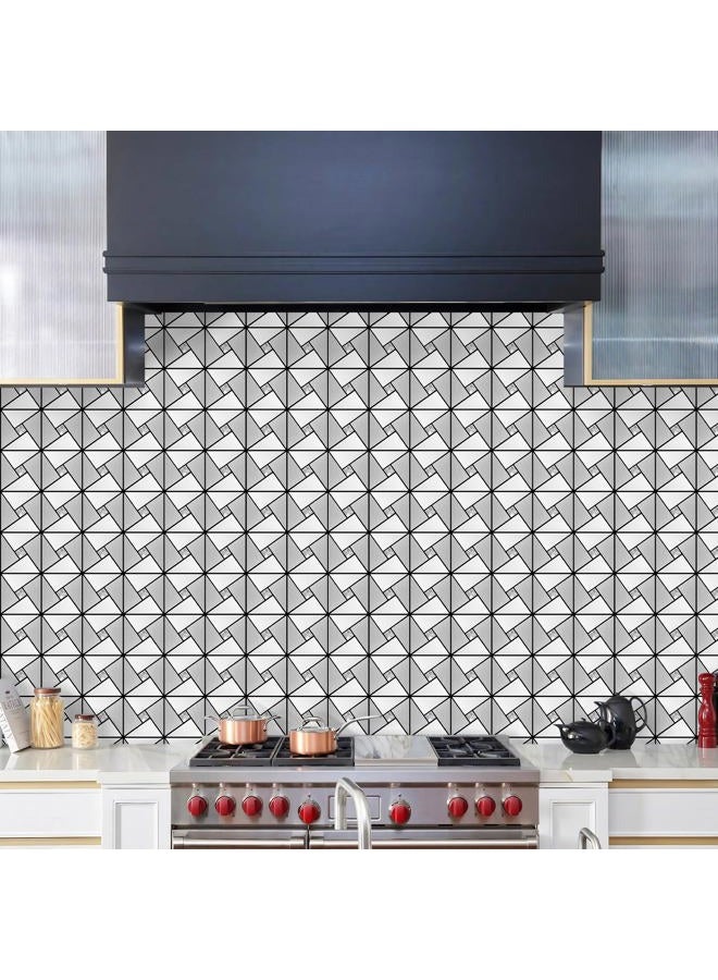 Vamos Tile Peel and Stick Backsplash Tile - Metal Tile Stick on Backsplash for Kitchen and Bathroom Silver Windmill Puzzle Glass Mixed Metal Self Adhesive Mosaic Tiles(12"x12"x10 Sheets) - Image 2