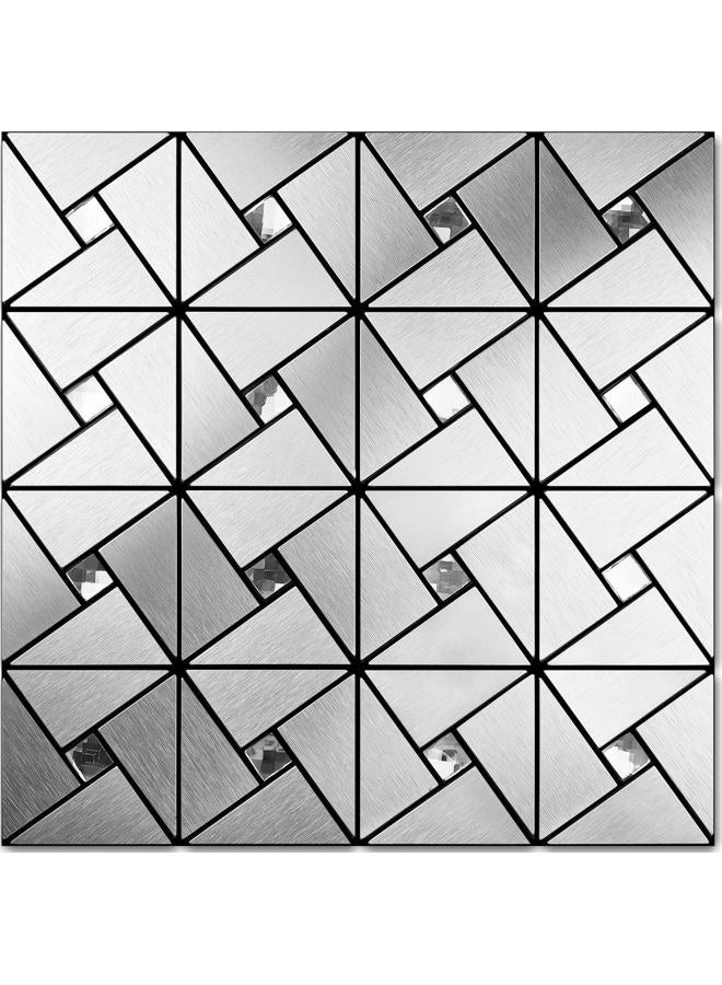 Vamos Tile Peel and Stick Backsplash Tile - Metal Tile Stick on Backsplash for Kitchen and Bathroom Silver Windmill Puzzle Glass Mixed Metal Self Adhesive Mosaic Tiles(12"x12"x10 Sheets) - Image 1