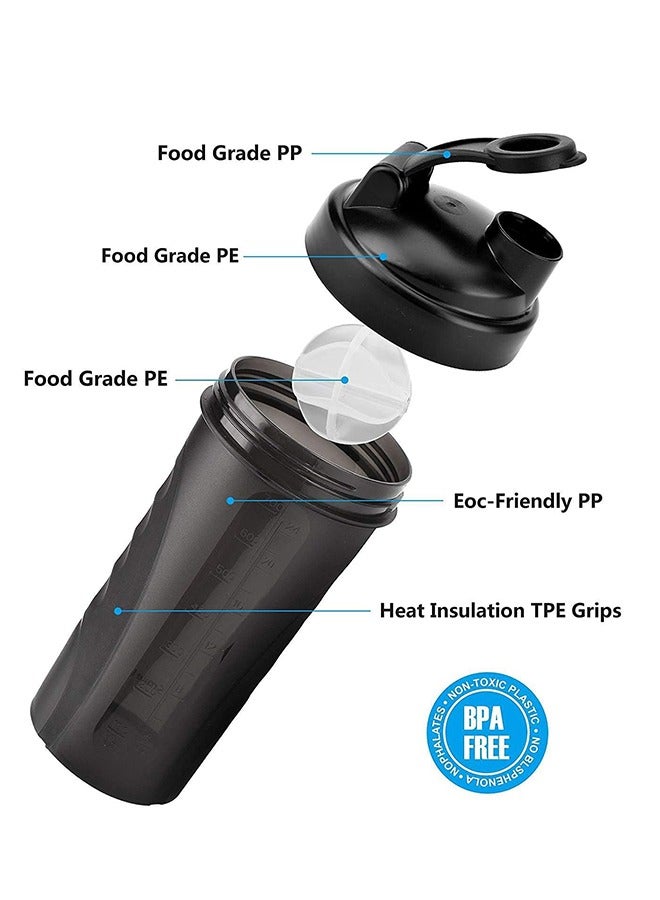 GEMFUL Protein Shaker Bottle for Protein Shakes 28 oz Leak Proof Mixing Shaker Cups with Blending Ball BPA Free Leakproof Pre Workout Whey 2 Pack Black - Image 3