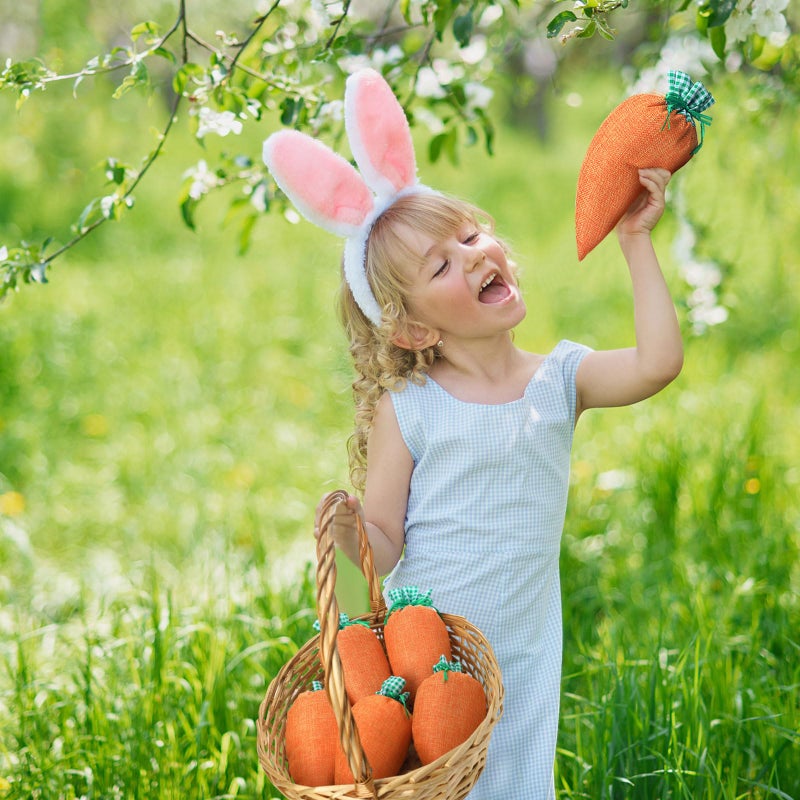 Shinylin 12 Pcs Easter Carrot Gift Bags Easter Fabric Drawstring Bag Carrot Candy Goody Treat Bags for Spring Basket Stuffers Egg Hunt Outdoor Party Favor Supplies, 5 x 9.5 Inch - Image 5