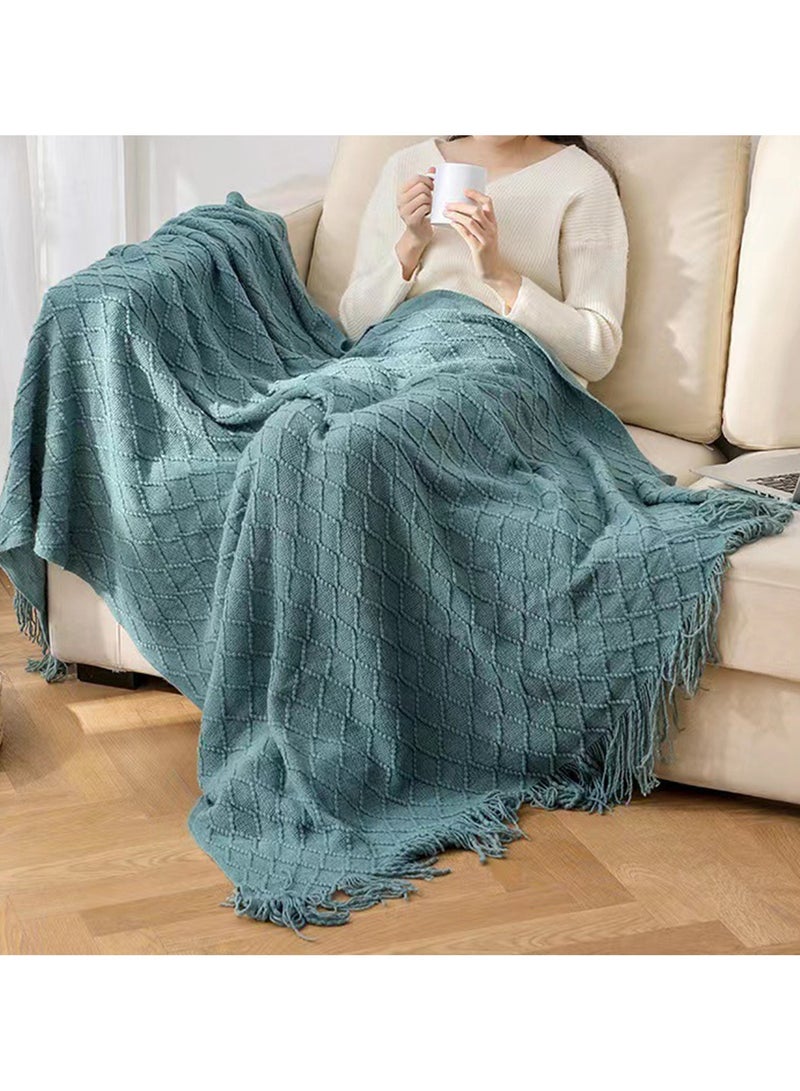 Soft Tassel Design Blanket,Green 
