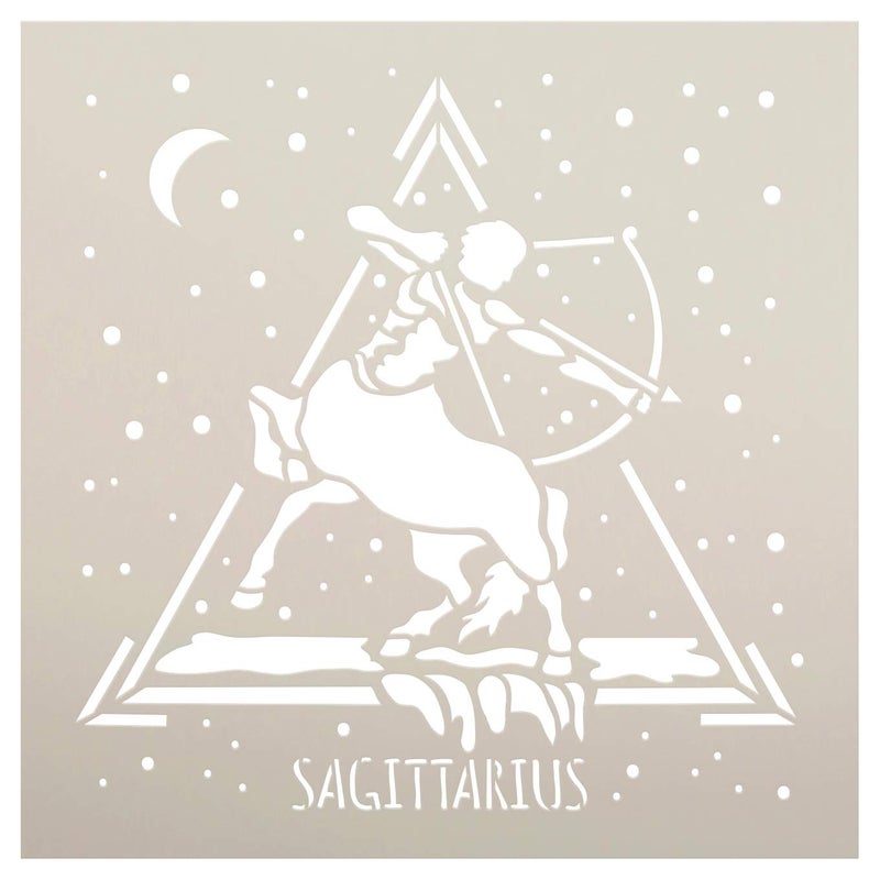 Studio R 12 Sagittarius Astrological Stencil by StudioR12 | DIY Star Sign Zodiac Bedroom & Home Decor | Craft & Paint Wood Signs | Select Size (9 x 9 inch) - Image 1