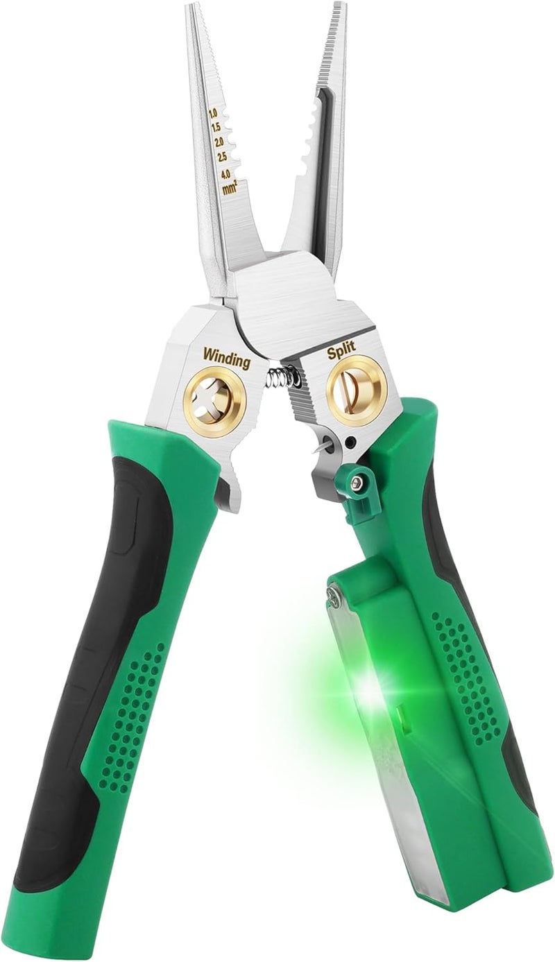FAITIO 8-in-1 Wire Stripper with Voltage Tester, Multi-function Cable Cutters, Pliers, Crimper, Splitter, and Wire Stripping Function for 10-18 AWG Wires, Ideal for Electrician Work - Image 1