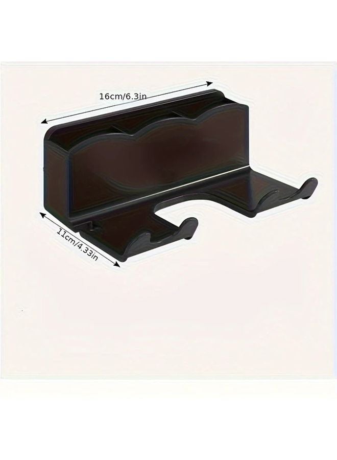 White Wall Mounted Hair Dryer Rack Durable Plastic Organizer With 2 Shelves Space Saving - Image 4