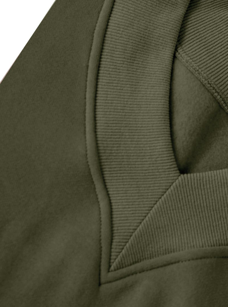 Hilinker Womens V Neck Oversized Sweatshirts Pullover Cute Drop Shoulder Long Sleeve Tops Army Green Medium - Image 2