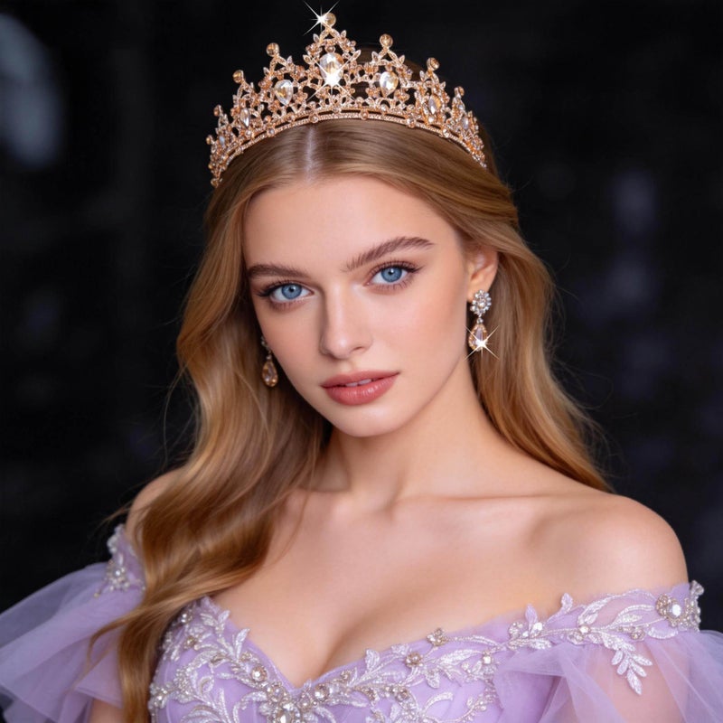 Kamirola Rose Gold Queen Crown and Tiaras Princess Crown for Women Crystal Headbands for Bridal, Princess for Wedding Birthday and Party Prom - Image 4