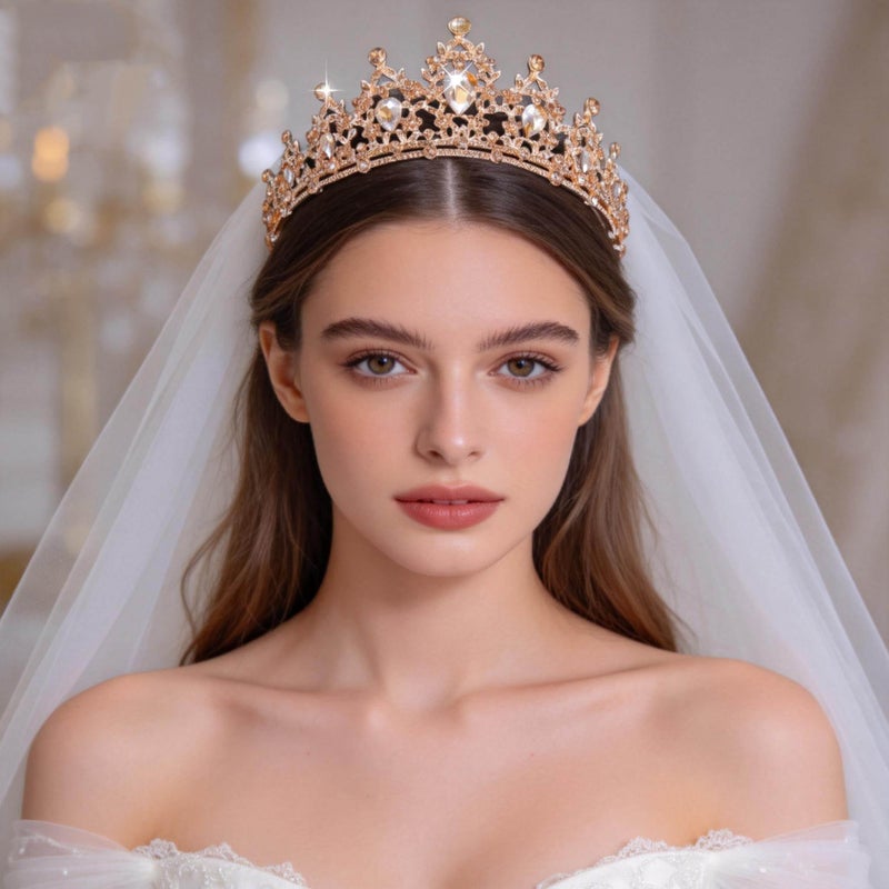 Kamirola Rose Gold Queen Crown and Tiaras Princess Crown for Women Crystal Headbands for Bridal, Princess for Wedding Birthday and Party Prom - Image 5