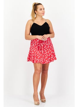 Pepe Jeans Women Floral Print Mini Skirt, Red Combo  - Image 4