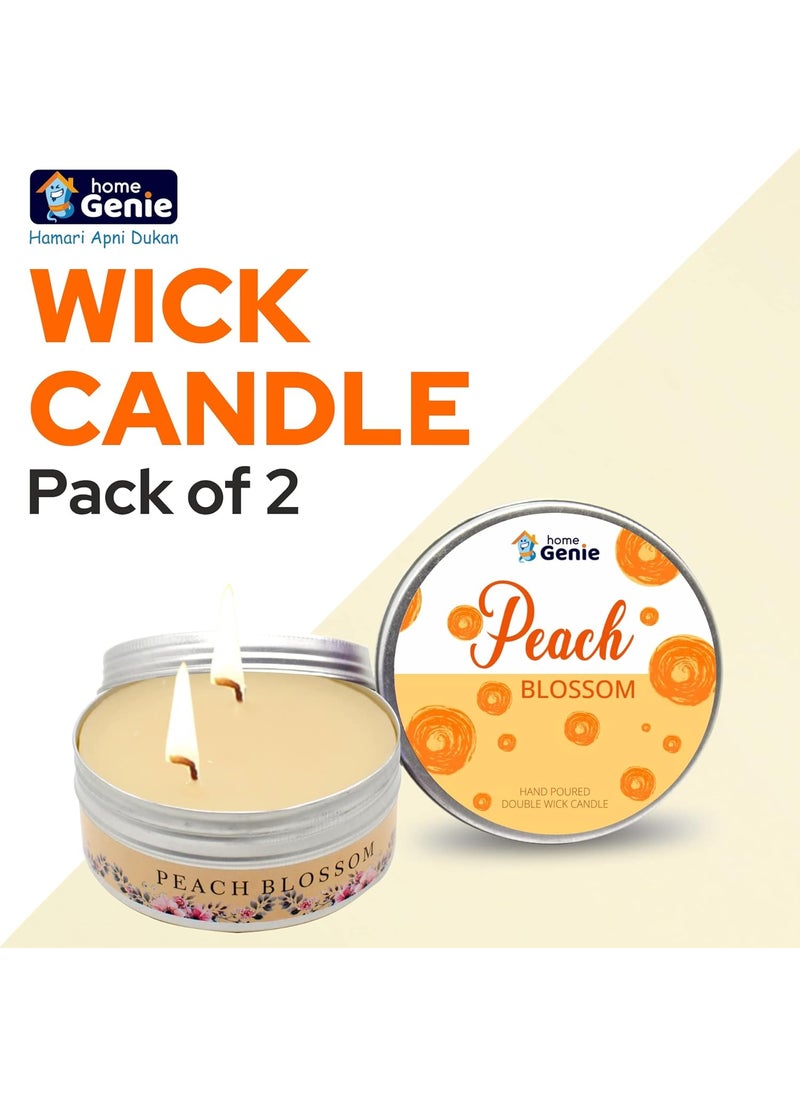 HOME GENIE Home Genie Double Wick Peach Candle Dual Wick Candle Long Burn Twin Wick Candle Candles for Home Dcor Diwali Birthday Party Wedding Romantic Dinner Burning Time Approx 25 Hours  - Image 4
