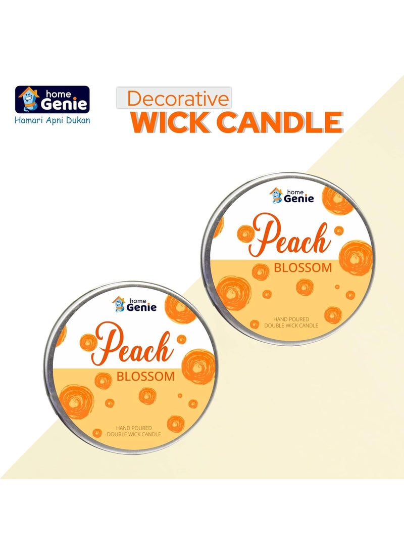 HOME GENIE Home Genie Double Wick Peach Candle Dual Wick Candle Long Burn Twin Wick Candle Candles for Home Dcor Diwali Birthday Party Wedding Romantic Dinner Burning Time Approx 25 Hours  - Image 5