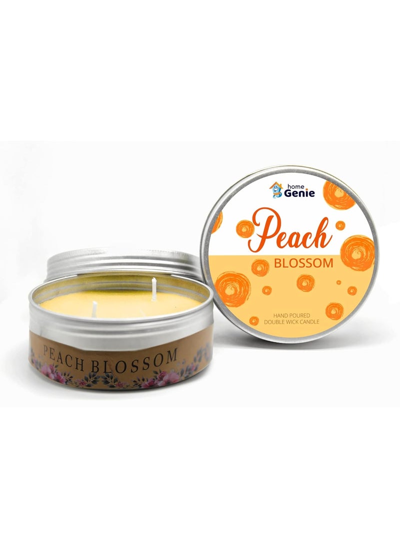 HOME GENIE Home Genie Double Wick Peach Candle Dual Wick Candle Long Burn Twin Wick Candle Candles for Home Dcor Diwali Birthday Party Wedding Romantic Dinner Burning Time Approx 25 Hours  - Image 1