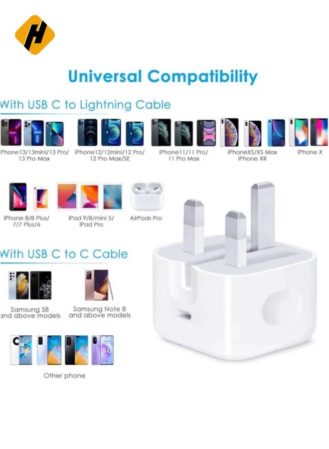 HuHa MFi Certified 20W USB C Fast Charger Plug Cable for iPhone 13 12 Pro Max/Mini/11/XS/XR/X/8 Plus/iPad  - Image 2