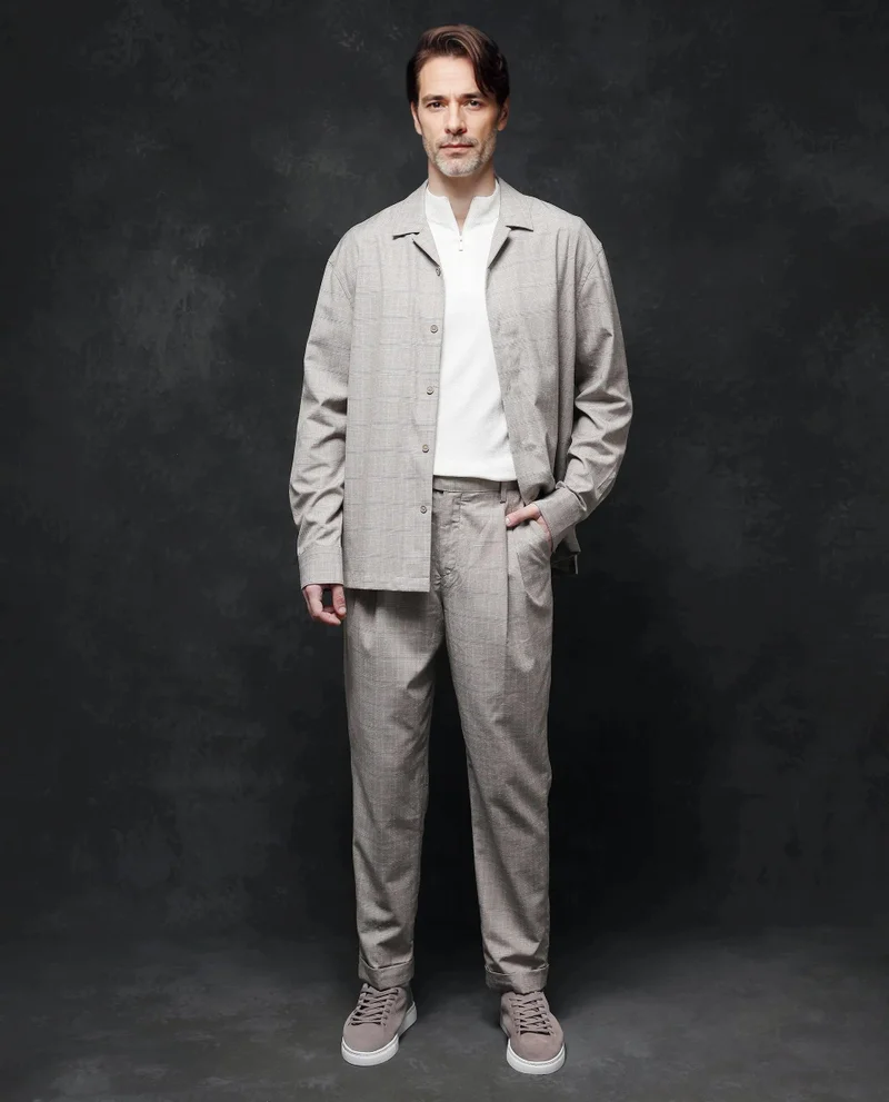 Rare Rabbit Men's Pleated Check Trousers