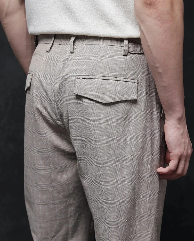 Rare Rabbit Men's Pleated Check Trousers