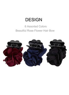 Lawie 6 Small Pack Black Red Pink Green Rose Flower Bows Banana Plastic Hair Claw Ponytail Holder Clips Jaw Barrettes Grips Clamps Buns Chignon Accessories For Women Girl  - Image 5