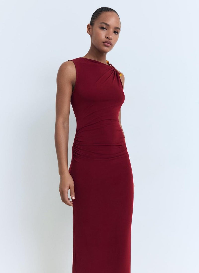 MANGO Midi-dress with jewel detail  - Image 3