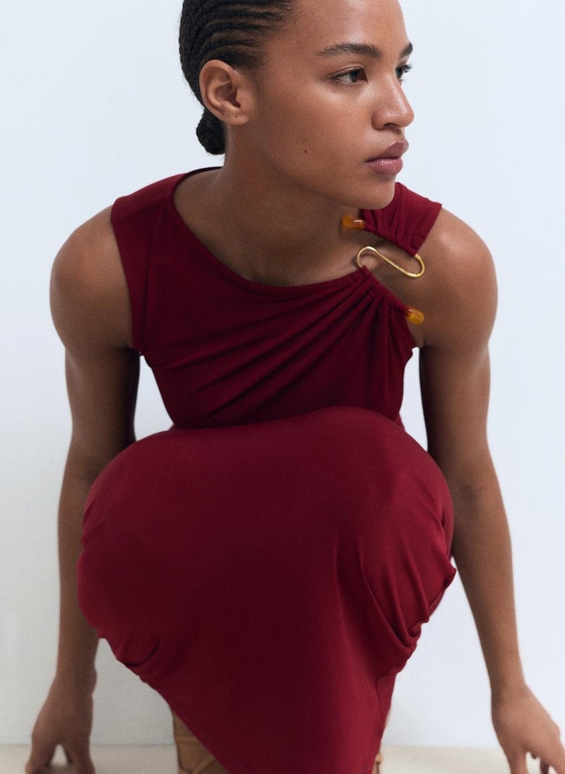 MANGO Midi-dress with jewel detail  - Image 5