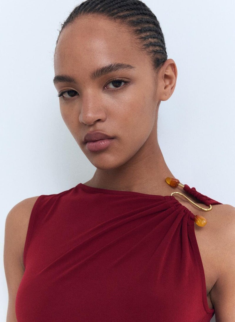 MANGO Midi-dress with jewel detail  - Image 4