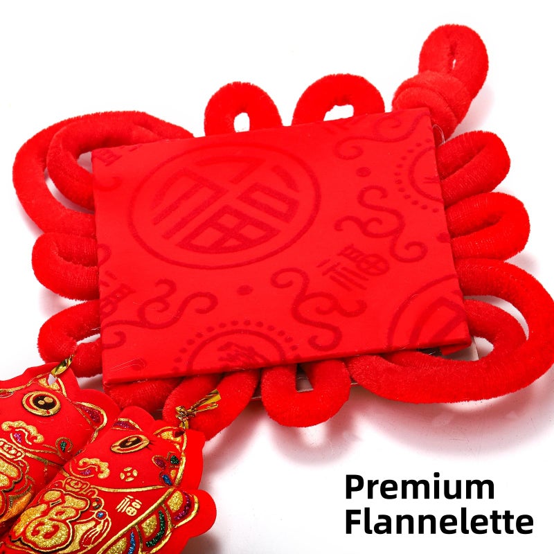 Eorbow 12 Pcs Chinese Knots, New Year Decoration Fu Character 3D Twin Fish Charm Tassel, Chinese Knotting Pendant Cord for Spring Festival Lunar Year Snake, Lucky Felt Hanging Ornament for Home Office - Image 4