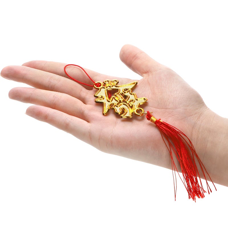 Eorbow 12 Pcs Chinese Knots, New Year Decoration Fu Character 3D Twin Fish Charm Tassel, Chinese Knotting Pendant Cord for Spring Festival Lunar Year Snake, Lucky Felt Hanging Ornament for Home Office - Image 5