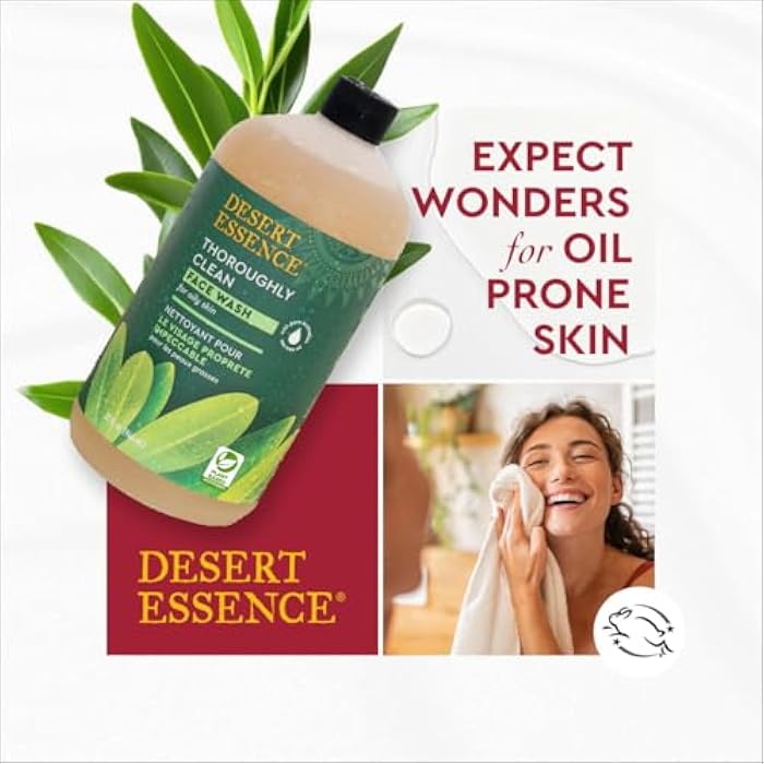 Desert Essence Thoroughly Clean Face Wash with Tea Tree Oil, Castile Soap and Coconut Oil - Organic Facial Cleanser for Sensitive and Oily Skin, Vegan & Cruelty-Free, 32 fl oz - Image 5