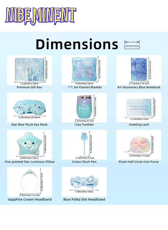 NIBEMINENT Beauenty Ice Star Gift Box Set for Girls Age 6-10, Star Gift Box Set for Girls, Girl Gifts with Blue Blanket Eye Mask and Tumbler, New Year Birthday Children's Day Gifts for Girls﻿ (Blue) - Image 2