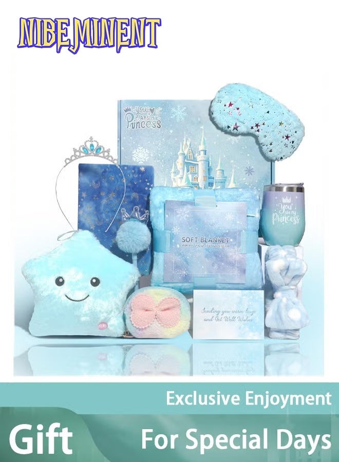 NIBEMINENT Beauenty Ice Star Gift Box Set for Girls Age 6-10, Star Gift Box Set for Girls, Girl Gifts with Blue Blanket Eye Mask and Tumbler, New Year Birthday Children's Day Gifts for Girls﻿ (Blue) - Image 1