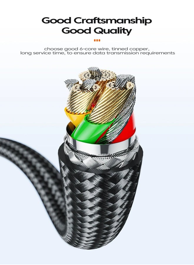 High quality braided cable C To C , 2 meter long, supports fast charging up to 60 watts, Black