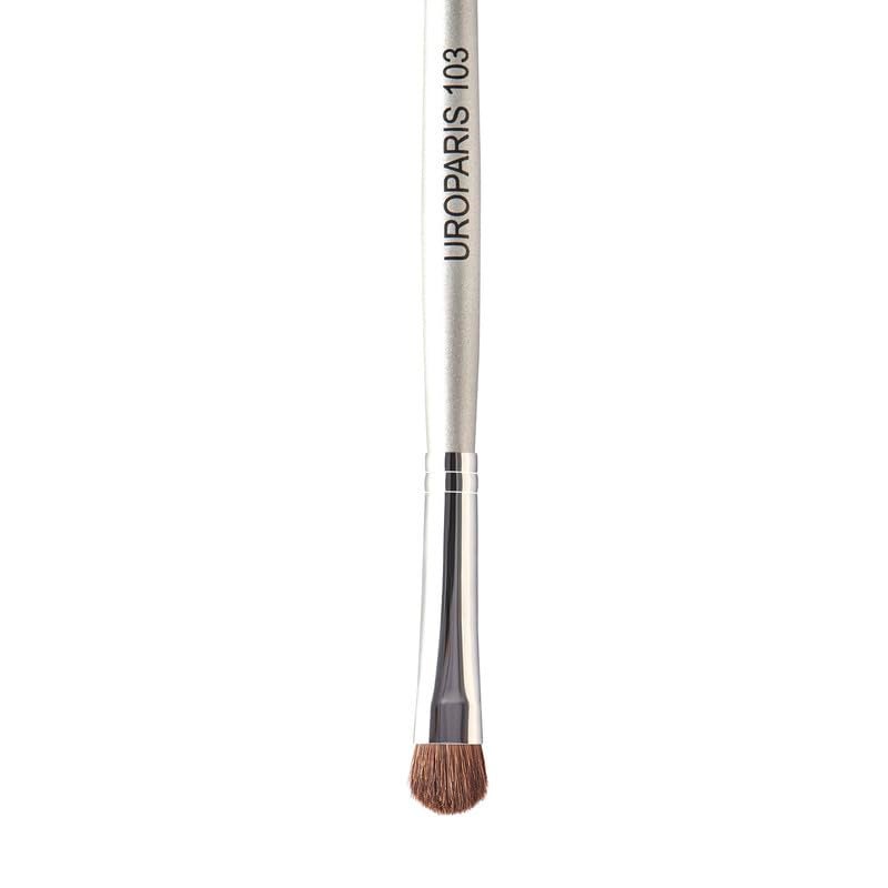 UROPARIS 103 Eye Brush For Makeup Cut Crease Brush with Wooden Handle Natural Bristles Brass Accents Silver 1 Piece - Image 3
