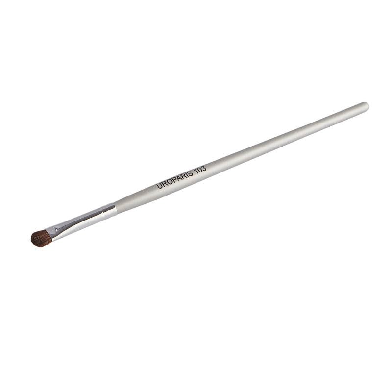 UROPARIS 103 Eye Brush For Makeup Cut Crease Brush with Wooden Handle Natural Bristles Brass Accents Silver 1 Piece - Image 2