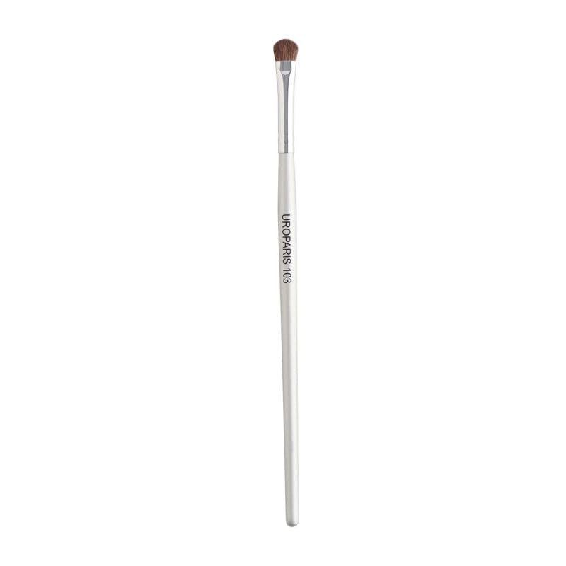 UROPARIS 103 Eye Brush For Makeup Cut Crease Brush with Wooden Handle Natural Bristles Brass Accents Silver 1 Piece - Image 1
