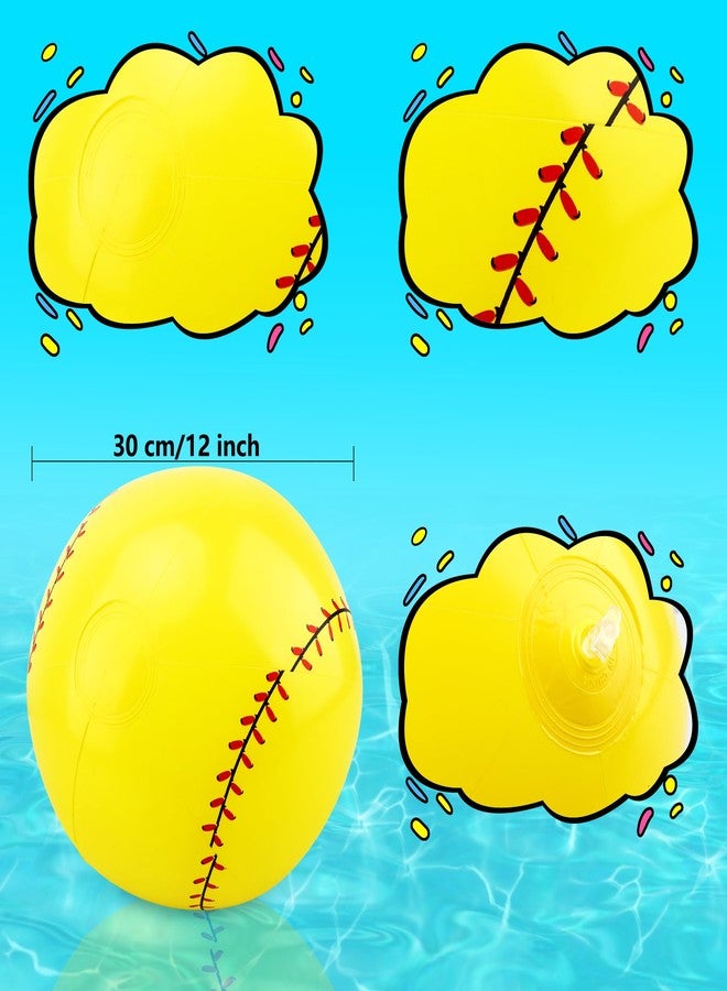 Sonarun 16 Pack 12 Inch Inflatable Baseball Sports Beach Ball Blow Up Softball Summer Beachball for Pool Float Toys Outdoor Activity, Yellow - Image 2