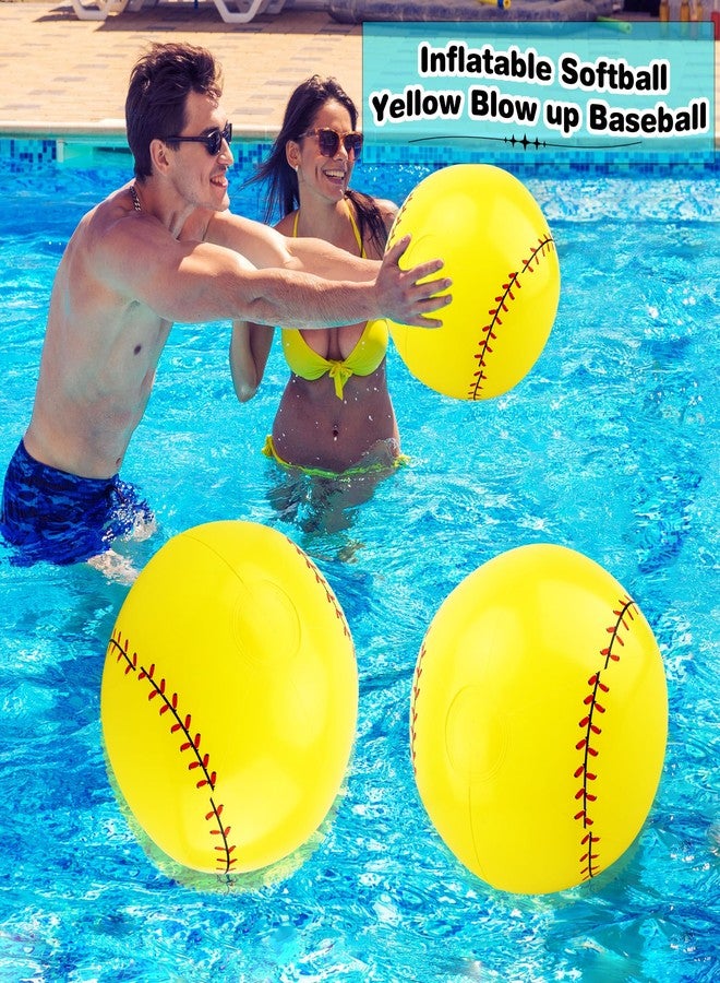 Sonarun 16 Pack 12 Inch Inflatable Baseball Sports Beach Ball Blow Up Softball Summer Beachball for Pool Float Toys Outdoor Activity, Yellow - Image 3