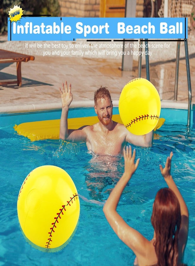Sonarun 16 Pack 12 Inch Inflatable Baseball Sports Beach Ball Blow Up Softball Summer Beachball for Pool Float Toys Outdoor Activity, Yellow - Image 4