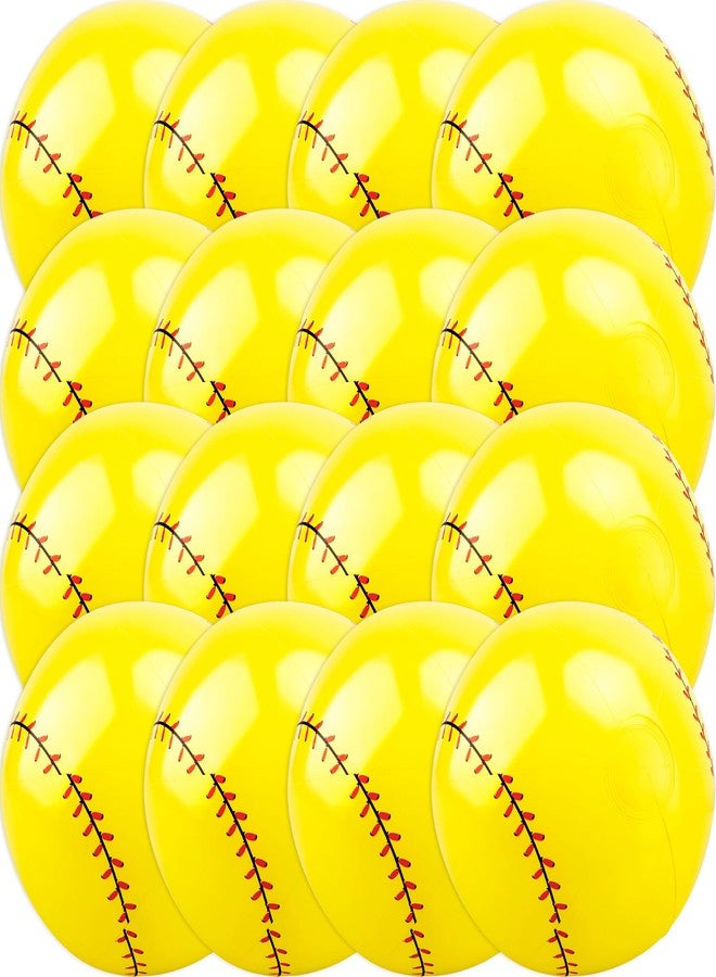 Sonarun 16 Pack 12 Inch Inflatable Baseball Sports Beach Ball Blow Up Softball Summer Beachball for Pool Float Toys Outdoor Activity, Yellow - Image 1