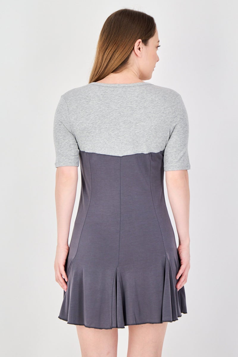 MONKI Women Two-Tone Mini Dress, Multicolor - Image 3