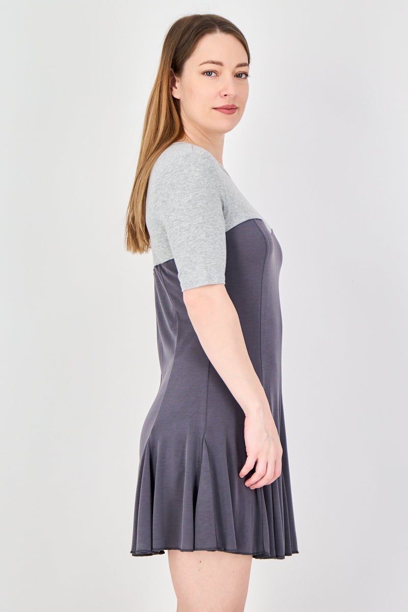 MONKI Women Two-Tone Mini Dress, Multicolor - Image 4