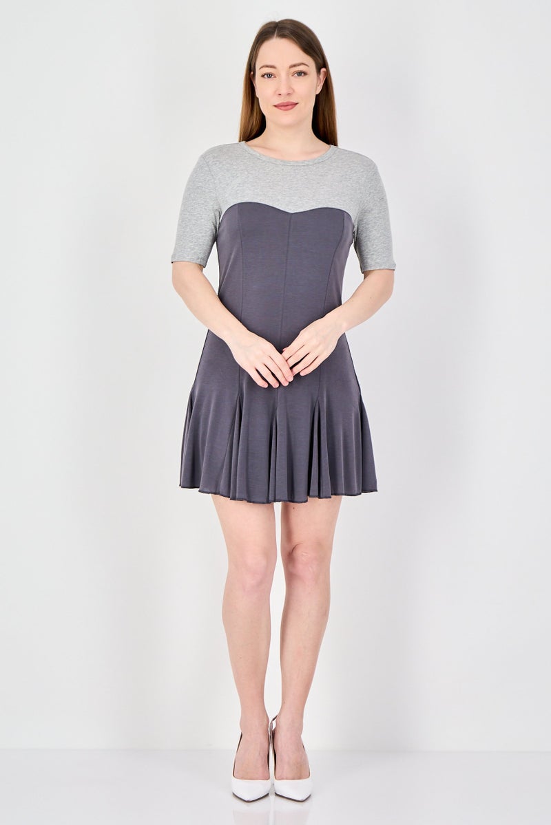MONKI Women Two-Tone Mini Dress, Multicolor - Image 2