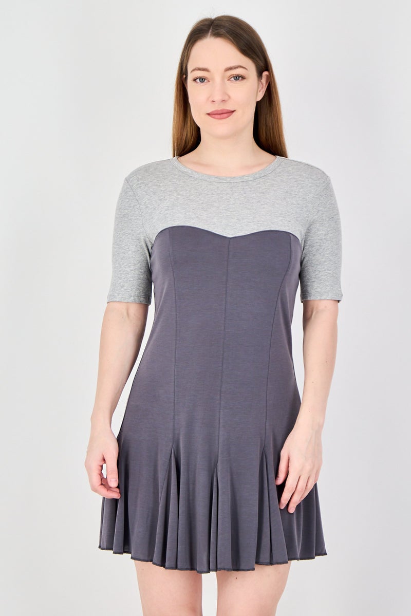 MONKI Women Two-Tone Mini Dress, Multicolor - Image 1